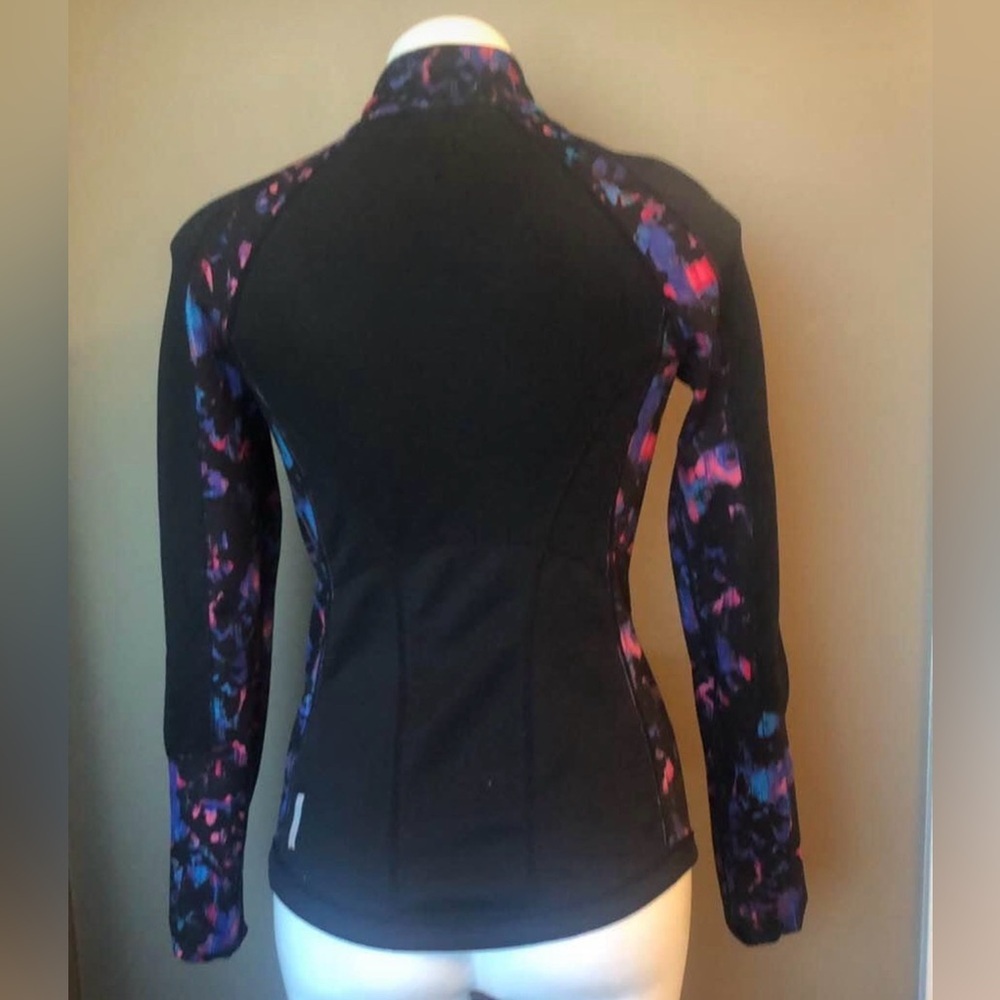 Nordstrom Zella Reversible Yoga Full Zip Jacket Mock Neck Black Purple M/L - Picture 4 of 5